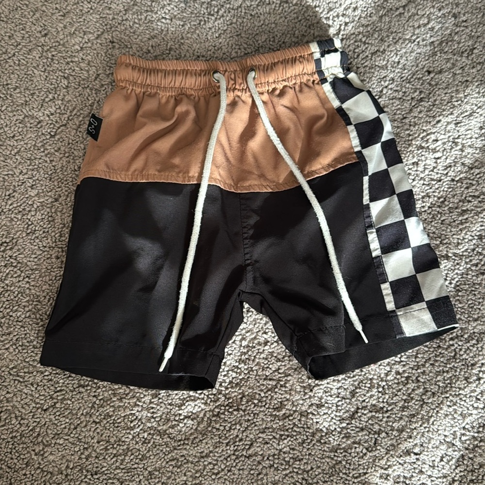 Olive & Scout Toddler boy checkerboard swim shorts trunks